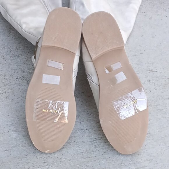 JustFab Stone Light Grey Knee Length Zip Western Style Low Heel Boots Like New - Picture 8 of 9